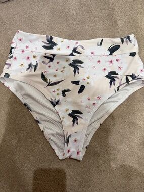 Floral high rise bathing suit bottoms